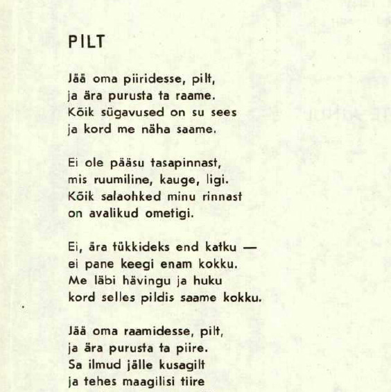 Juhan Viiding „Pilt” Looming nr 2, 1987